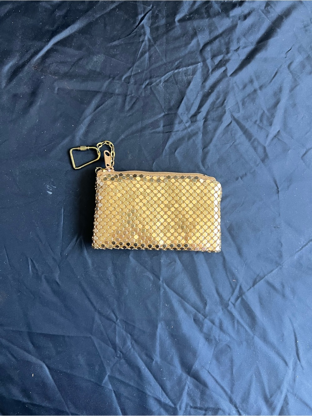 Gold Sequin Key Pouch Wallet with Clip